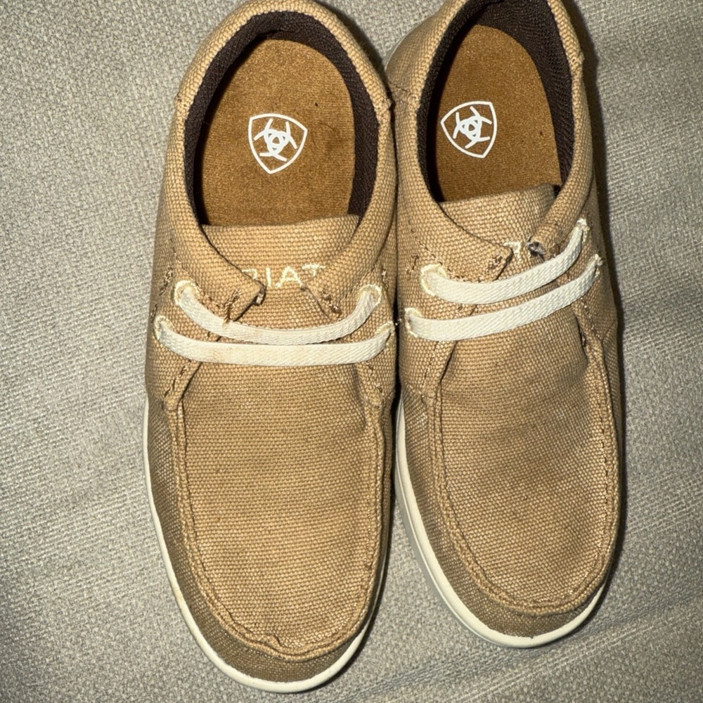 Ariat Hilo Shoes Kids Size 13 Tan Canvas Slip On Loafer